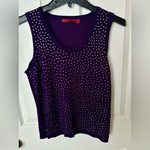 Purple Tank Silver Rivet Embellished Sleeveless Tank Top